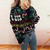 Women's Fashionable Long Sleeved Christmas Pullover Round Neck Casual Sweater Top