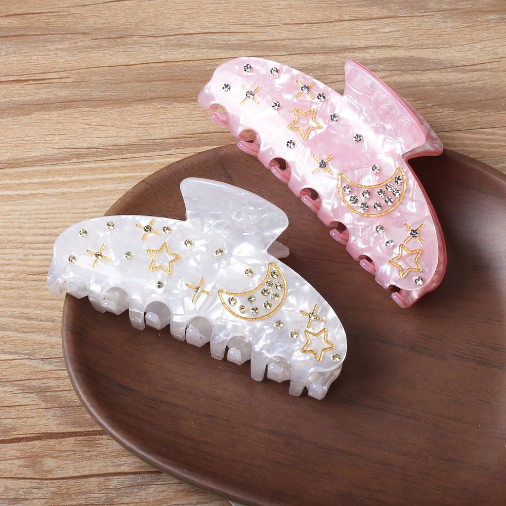 1 шт. Новый акриловый зажим-краб Звезда Луна с дизайном пресноводных бриллиантов для элегантной прически пучок