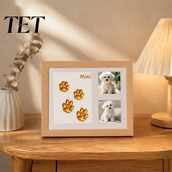 Pet Remembrance Gift Paw Print Commemorative Photo Frame, Dog And Cat Memory Keepsake Display, Picture Frame DIY Ink Pad Soft Space Mud Set for Owners