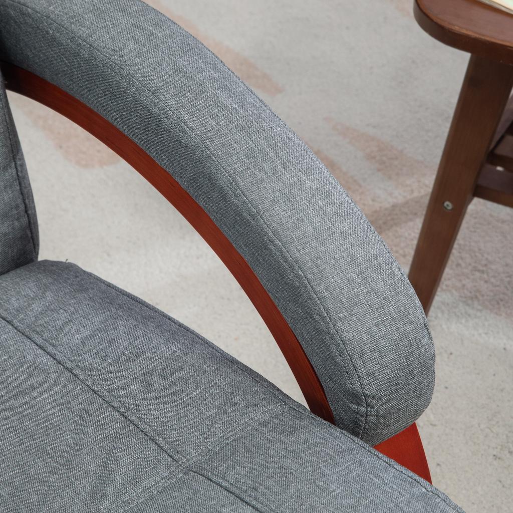 135 degrees Manual Reclining Swivel Chair, with Footrest - Grey