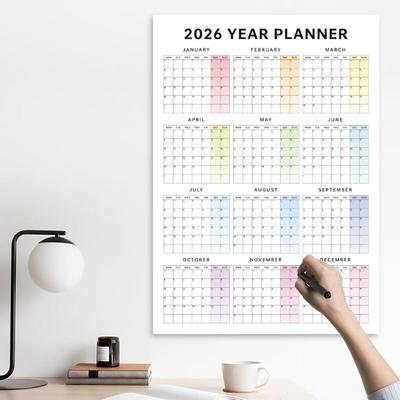 Настенный календарь 2026 года, 12 месяцев, большой планировщик дат, вертикальный настенный календарь для школы, общежития, спальни, кабинета, классной комнаты, офиса, студии