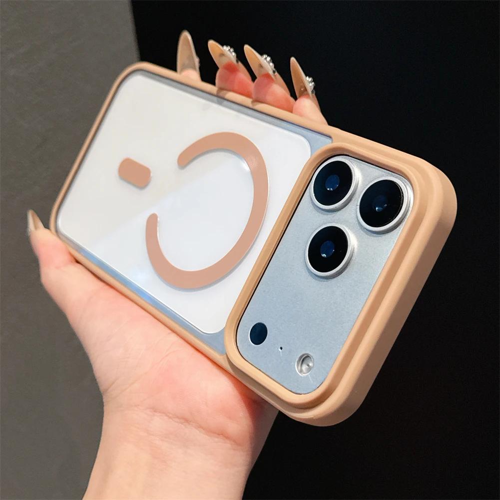 Роскошный магнитный чехол конфетного цвета для Magsafe для iPhone 17 Pro Max, прозрачный матовый край, гибридный силиконовый мягкий жесткий чехол-накладка