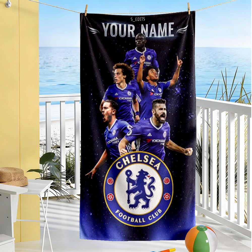 Chelsea Fc Football Player Customized Name Beach Towel High Absorbency & Quick-Dry Perfect for Traveling Yoga Camping and Swimming
