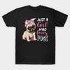 Men Black Print T-shirt Super Large TShirt Pug T Shirt Just a Girl Who Loves Pugs Cute Pug Do No-Cut Transfer Paper Print Cotton Tshirt