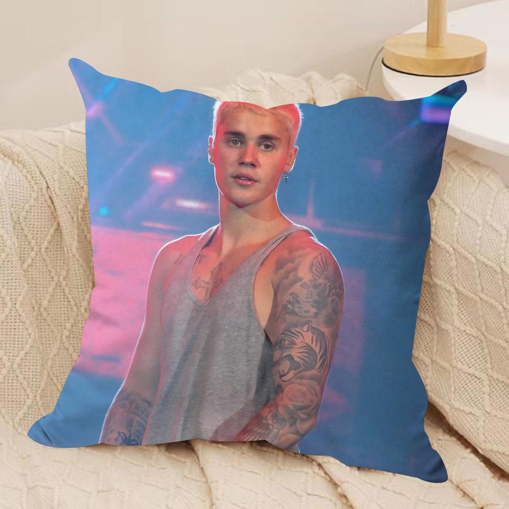 JJustin B Bieber Cushion Cover Soft Plush Throw Pillow Cover DoubleSided Decorative Cushion Case Sofa Bedroom Home Decor