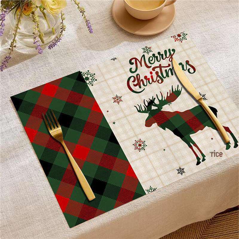 New Year Christmas Table Mat Print: Simple Home Tablecloth Placemat and Decoration