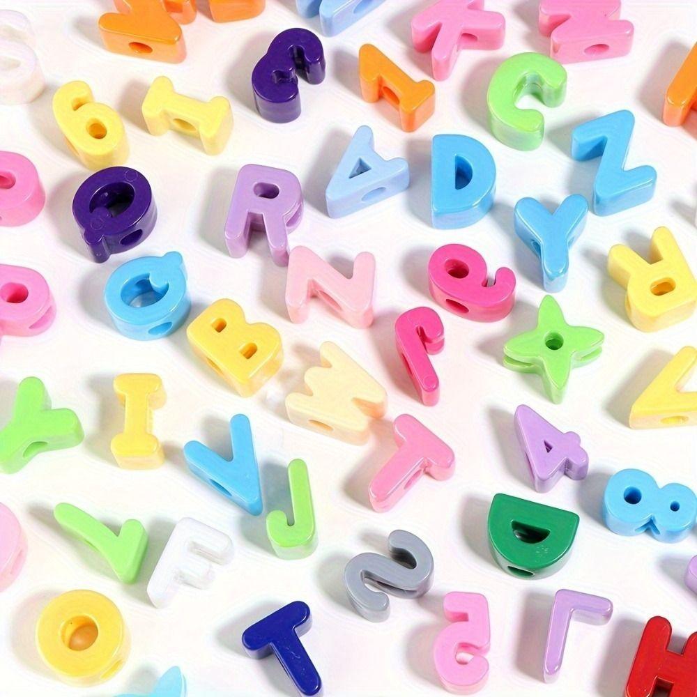 50Pcs DIY Letter Pendant Beads Jewelry Making Charm Round Acrylic Pendant Jewelry Accessories