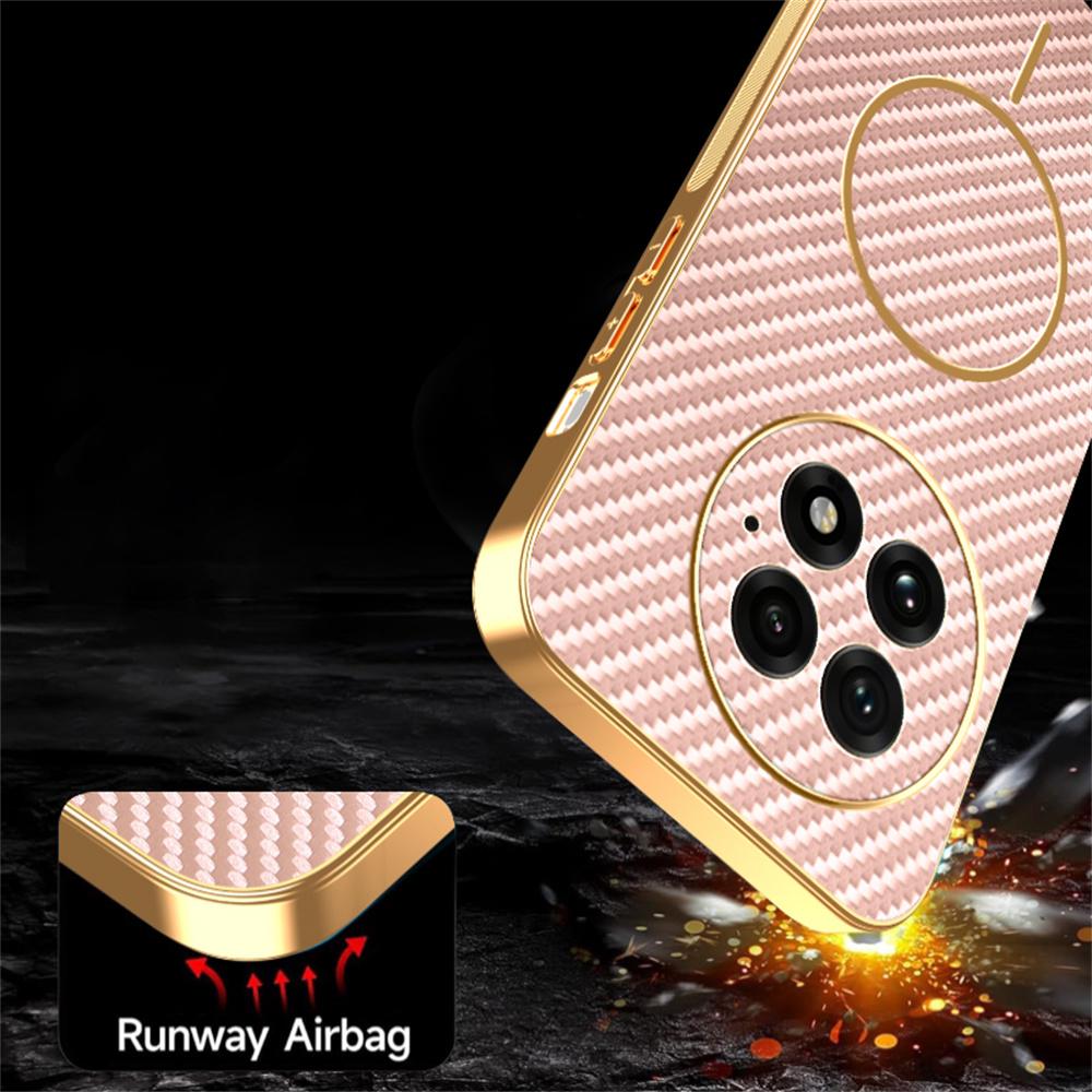 Для OnePlus 13 Чехол для телефона Текстурированный под углеволокно Гальванизированная задняя крышка из ТПУ