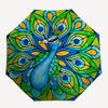 1pc Peacock Stained Glass Automatic Open/Close Umbrella - Compact Travel Umbrella, Gift for Birthday, Holiday yy260106049