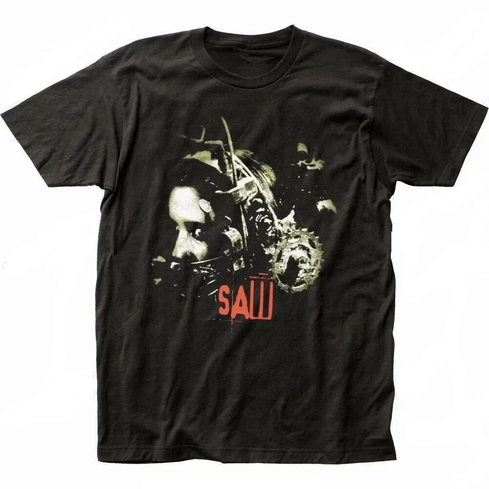 Movie SAW Horror Head Torture T Shirt Men Women Fashion T-shirt Vintage Clothes O-Neck Tees Horror Harajuku Tops 71723