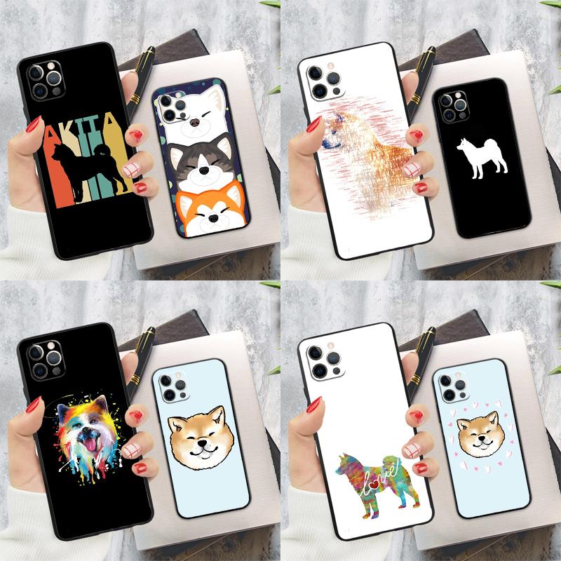 Animal Cute Dog Akita Phone Case For iPhone 16 Pro 11 12 13 14 15 Pro Max Mini XS X XR 7 8 16 Plus Cover Coque