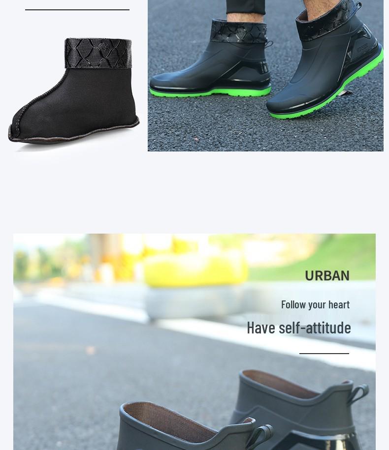 Men's British Style Short Rain Boots - Waterproof, Non-slip Rubber Shoes for Kitchen & Casual Wear