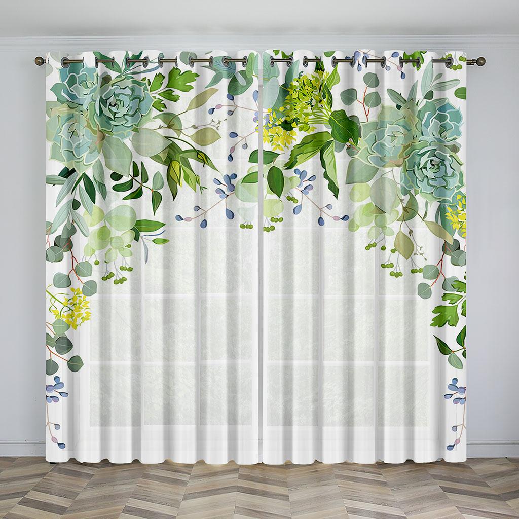 Весенний розовый зеленый цветок свадьба современная роза 3d 2 шт. бесплатная доставка тонкая занавеска для окна для гостиной спальни декор