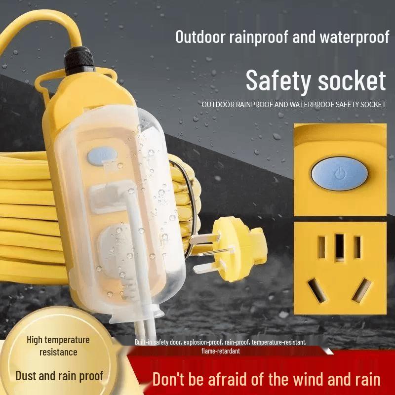 Outdoor Waterproof Power Strip Extension Cord with Switch, 50m 4mm²