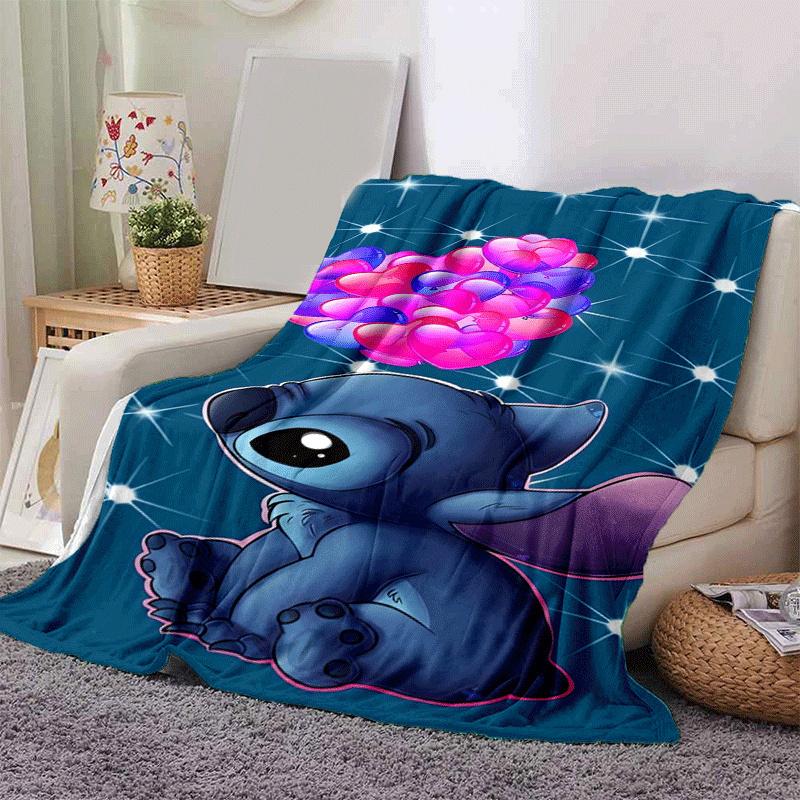 1pc Stitch Printing Blanket - Soft, All-Season Throw for Office Blanket, | Personalized Gift with Adorable Cartoon Design