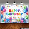 2D Rainbow Confetti Happy Birthday Backdrop Banner for Children Party Supplies