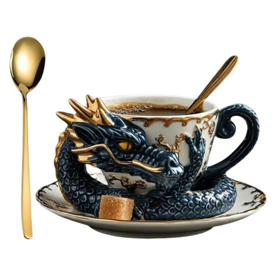 Кофейная кружка в форме дракона, сделанная вручную из смолы, коллекционная, мифическое существо в стиле дракона, декор для кухни