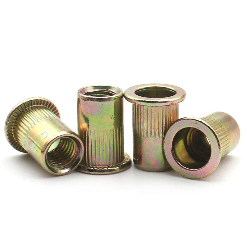 5-50pcs M3 M4 M5 M6 M8 M10 M12 Blind Rivet Nut Rivnut Yellow Zinc Plated Threaded Inserts for Housings Panels