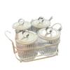 Spice Box Set Nordic Style Visual Innovative Household Movable Kitchen Spice Pot with Iron Rack and