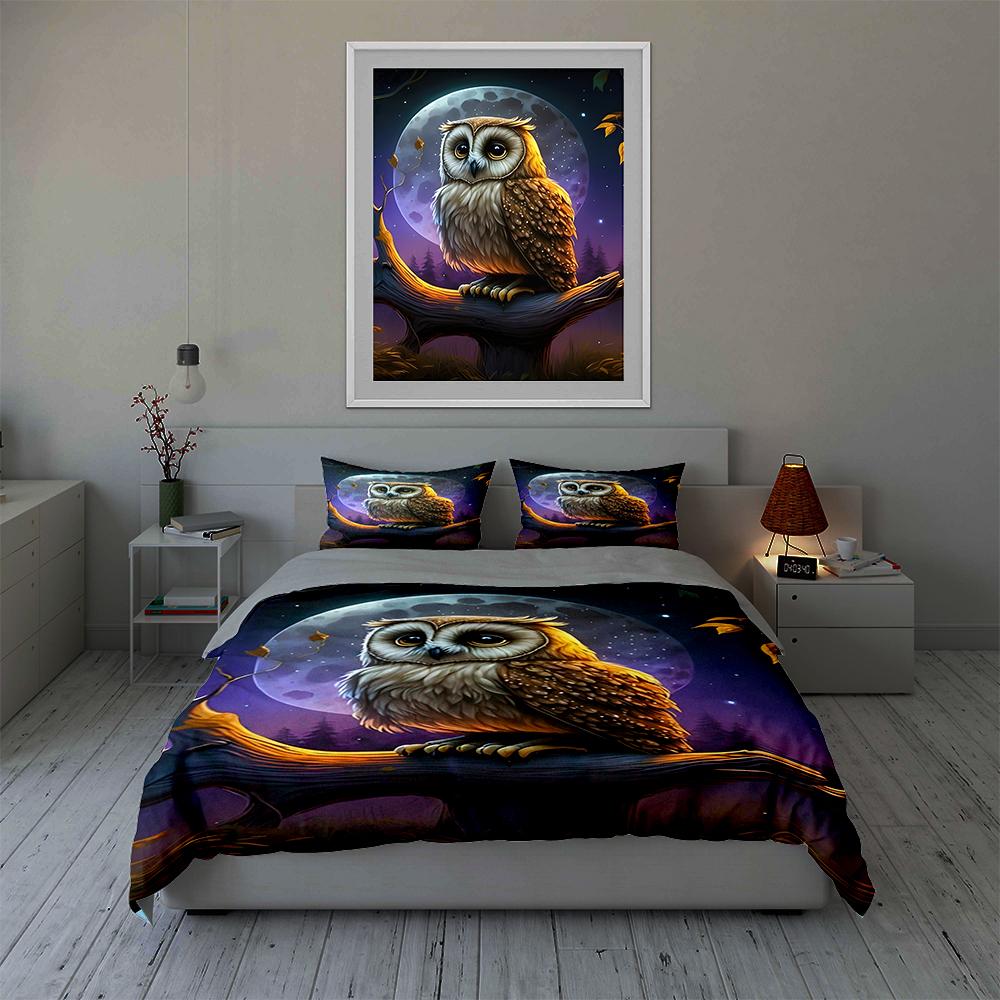 Owl moon artwork Bedding Duvet cover sets Duvet covers Pillowcases gifts (1 * Duvet Cover 2 * Pillowcases, without duvet insert)