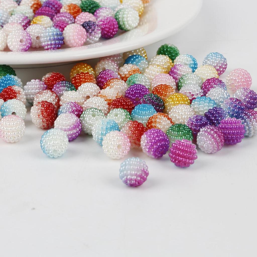 500G Acrylic Bayberry Beads Gradient Color Round Loose Beads For DIY Jewelry Making