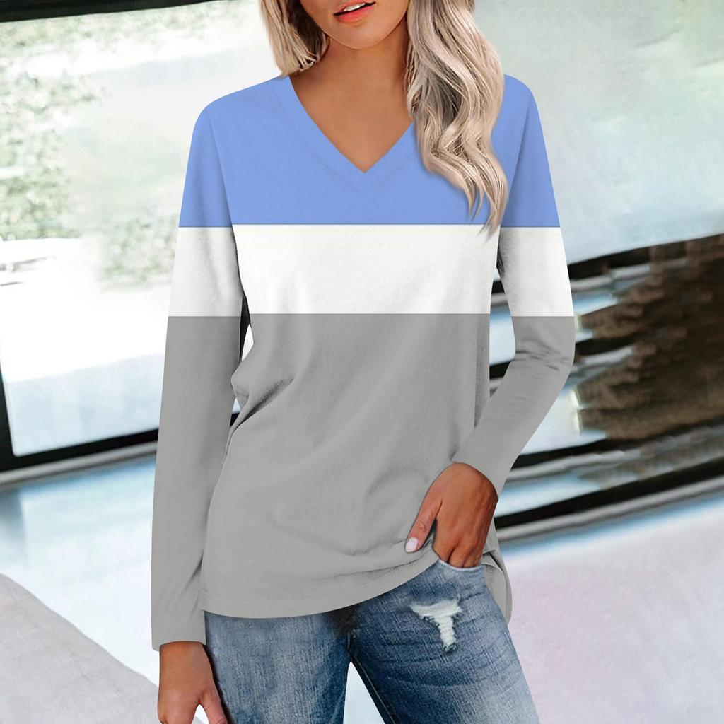 Женский свободный топ с заниженной линией плеч и длинным рукавом с V-образным вырезом