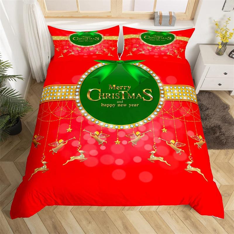 Комплект постельного белья «Веселая рождественская елка» Красный комплект пододеяльника Рождественская снежинка с блестками Покрывало Микрофибра Полуторный Кинг Покрывало