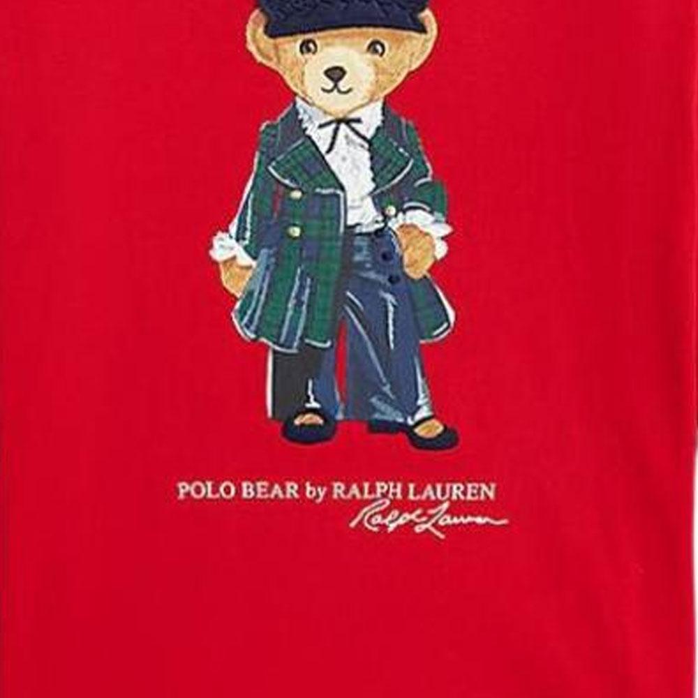 Polo Ralph Lauren Футболка с принтом логотипа «Мишка Тедди» с длинным рукавом Детские топы Красный 313952134-002