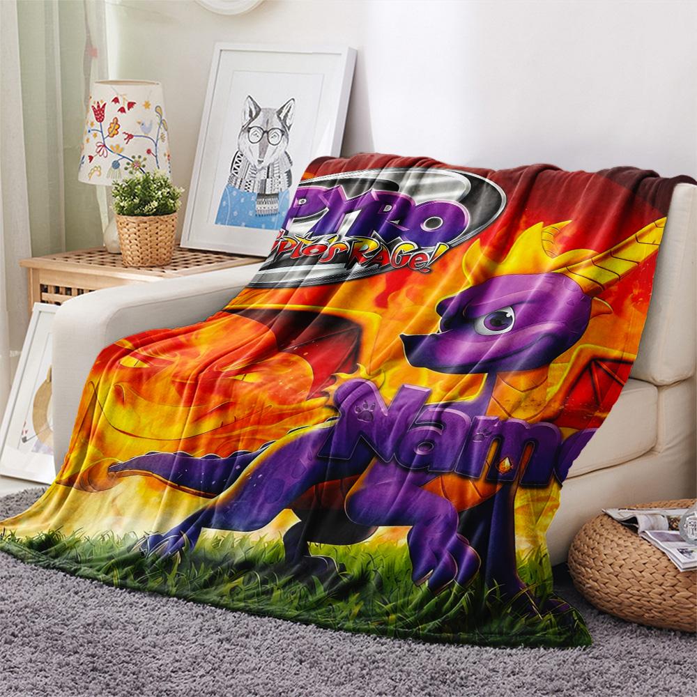 1PC Dragon Quest Custom Name Patterned Flannel Blanket Suitable For All Seasons For Home Decor Warmth And Comfort Gifts Holiday Present