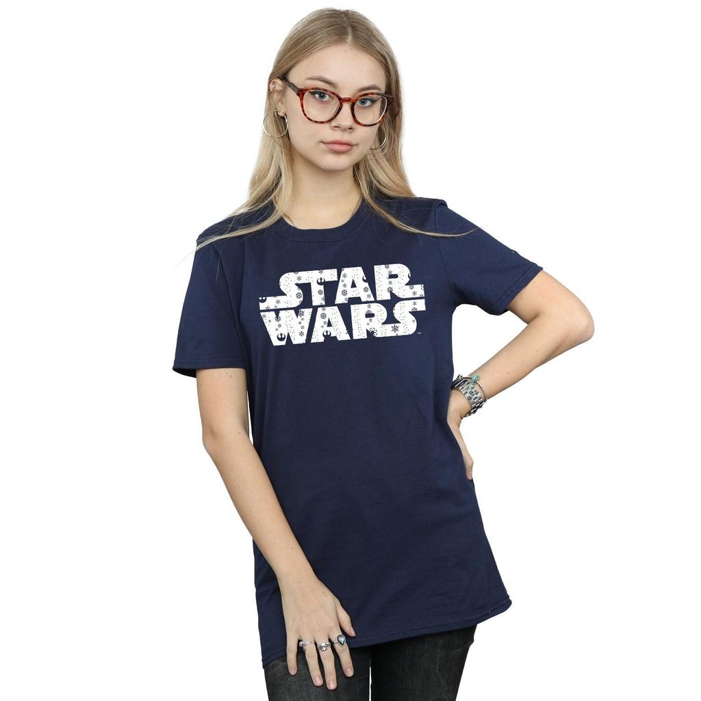 Star Wars Womens/Ladies Christmas Logo Cotton Boyfriend T-Shirt