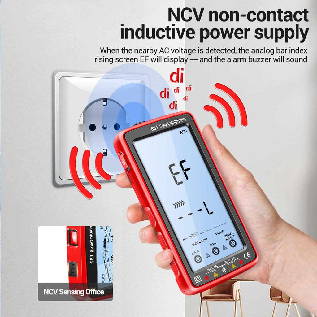 ANENG 681 6000 Counts Digital Multimeter Smart Anti-burn Rechargeable Universal Meter NCV Tester 5-inch Large LCD with Backlit
