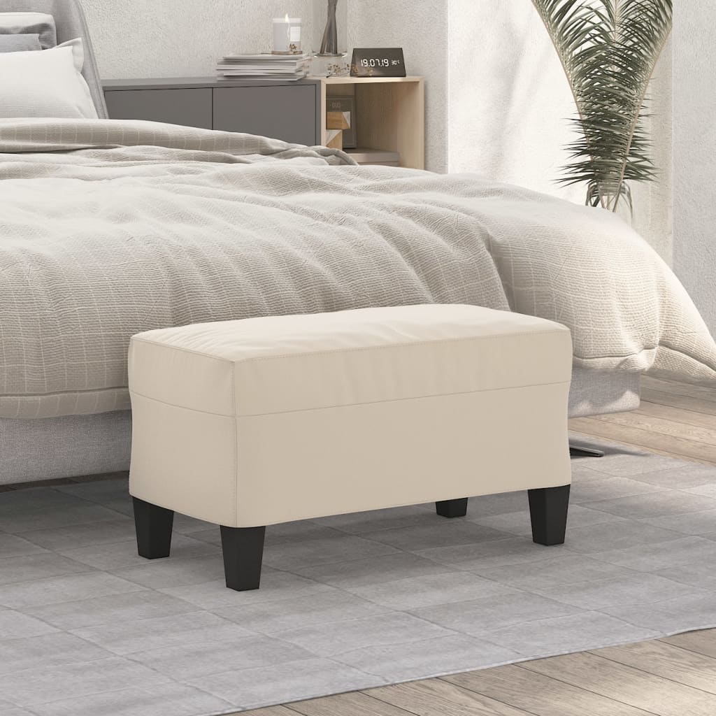 Cream colored Bench 70 x 35 x 41 cm Microfiber Fabric