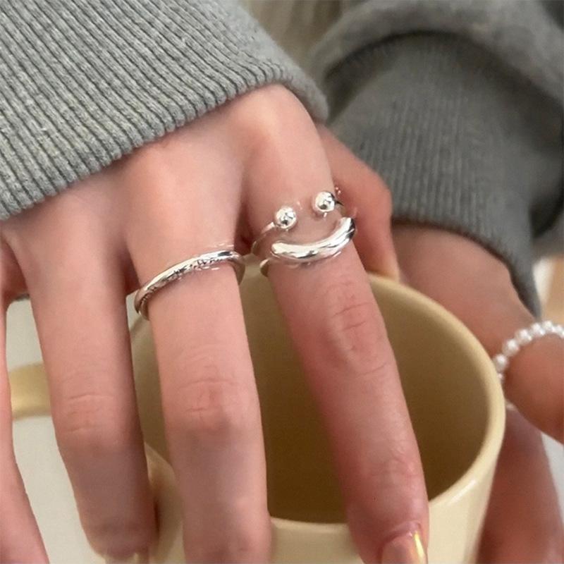 Кольца из серебра 925 пробы с гладкими буквами для женщин Модные простые открытые украшения в стиле Ins Подарки для вечеринок