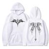 Cool Y2k wing front and back printed hoodie for men and women with long sleeves and plush, fashionable street style hoodie