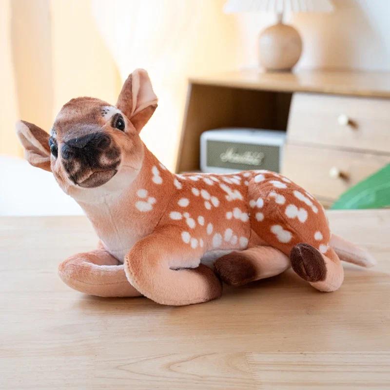 Simulation Plush Deer Toy Realistic Forest Animal Sika Deer Stuffed Doll Kids Get To Know Animals Prop Room Decor Birthday Gift