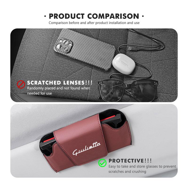 Car Stickers For Alfa Romeo Car Sun Visor Sunglasses Box Storage Case Protective Cover For Alfa Romeo 159 Giulietta 156 147 Giul