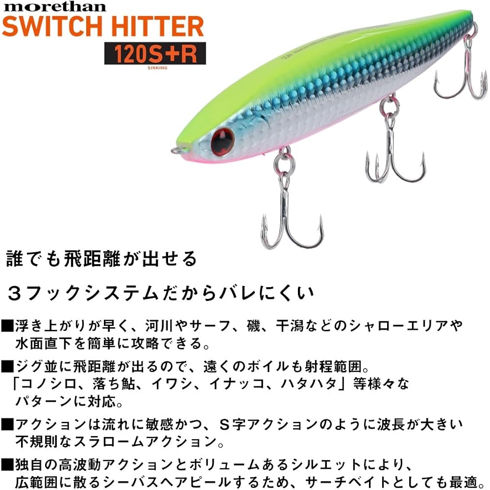 Daiwa Morethan Switch Hitter 3D Inakko 120S+R Lure 120mm Fishing Tackle