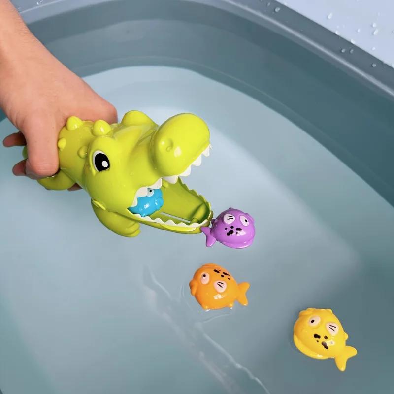 Игровой набор "Большой крокодил" для игр в воде - Интерактивные и развивающие детские игрушки для ванны с креативным дизайном и веселыми действиями кормления