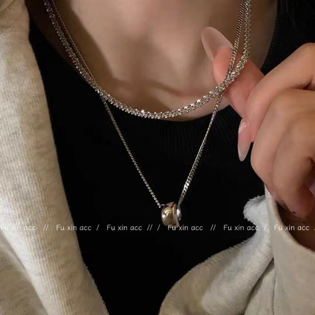 Элегантное двухслойное круглое ожерелье на ключицу — лето 2024 г., универсальный нишевый дизайн