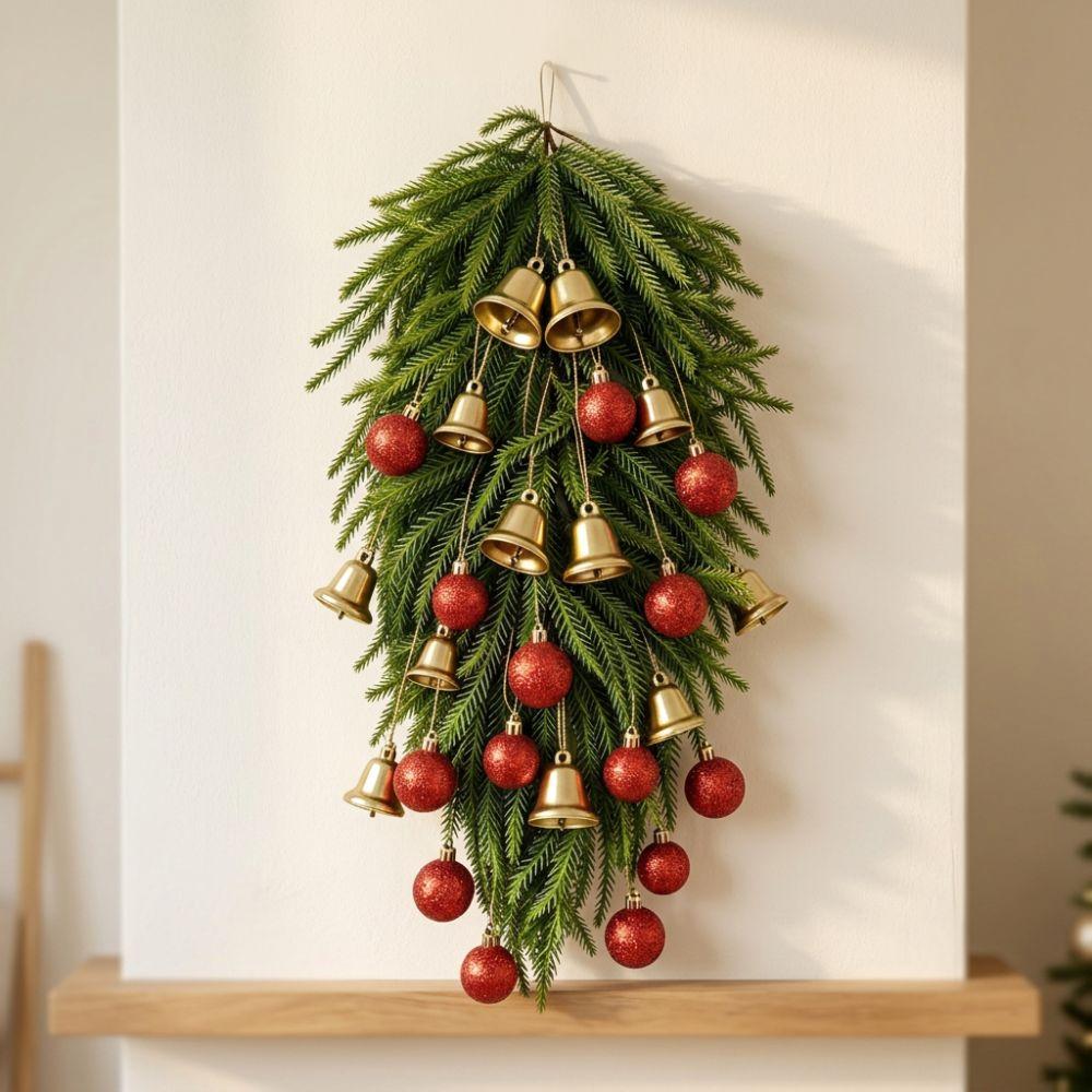 14Pcs Red Gold Artificial Pine Christmas Hanging Bell Bauble Christmas Ornament Festival Decor