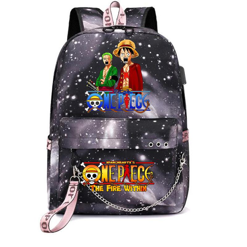 USB студенческая школьная сумка дорожный рюкзак с принтом One Piece повседневная модная сумка