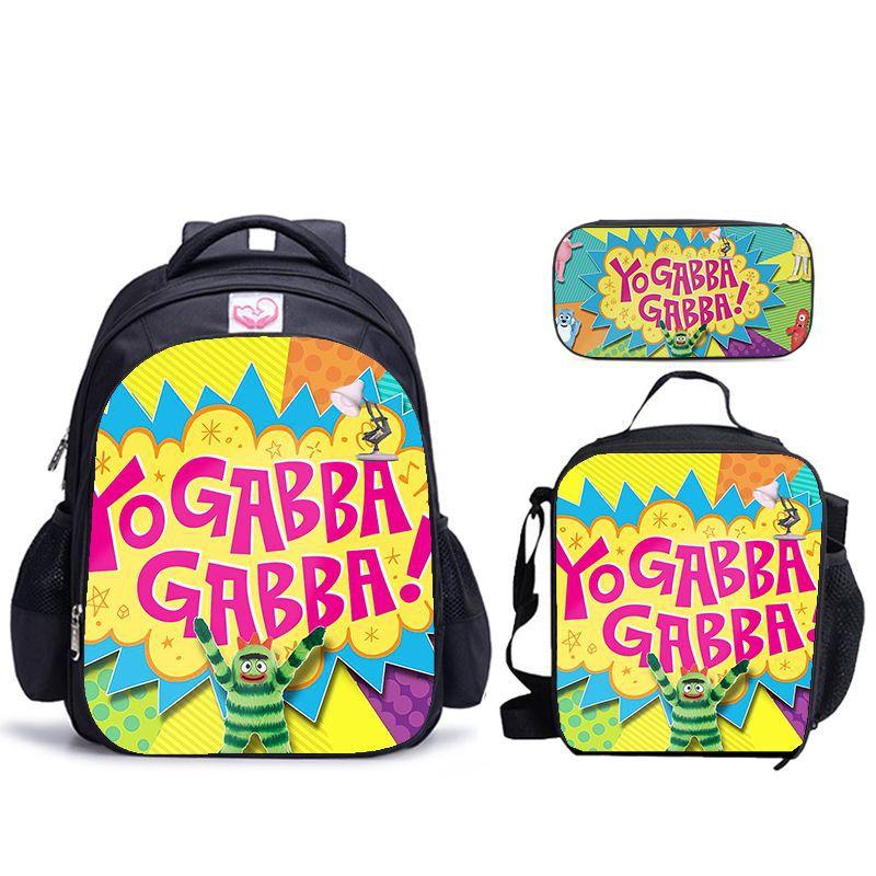 Школьный набор с принтом Yogabbagabba Yo Gabba Gabbalan Рюкзак Сумка для еды Пенал Набор из 3 предметов