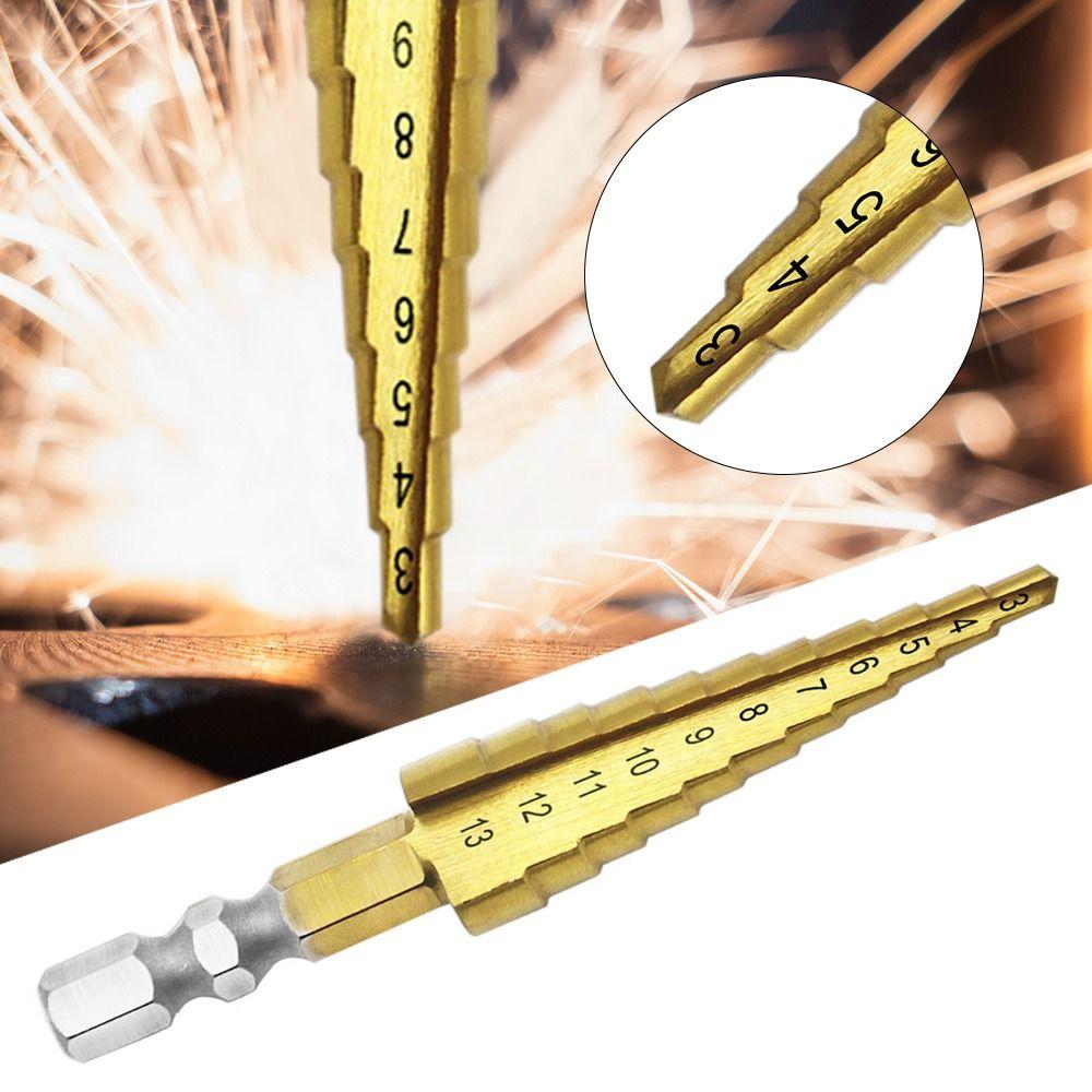 Прочное быстрорежущее стальное ступенчатое сверло с шестигранным хвостовиком, спиральное сверло, ступенчатое сверло, золотое сверло-пагода