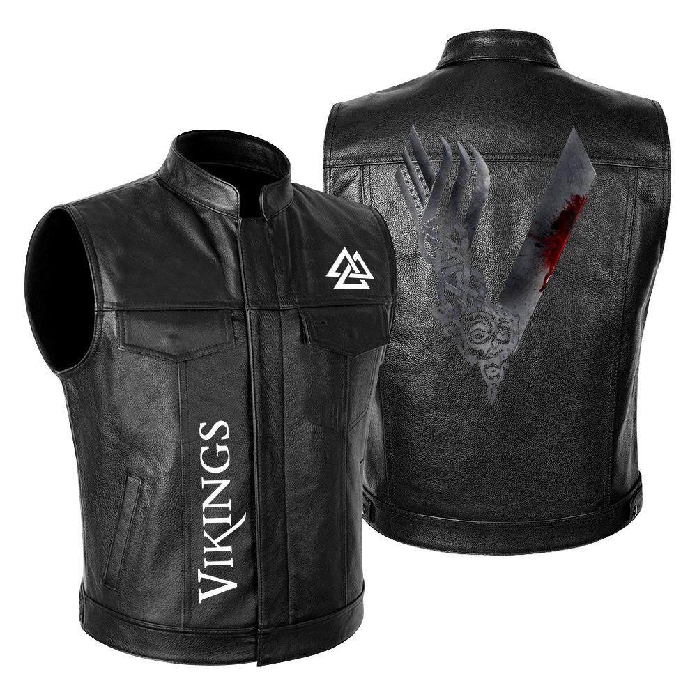 American Drama Ghost Ghost Evil Force Winchester High-end Locomotive Leather Jacket Vest Men's Knight Leather Jacket
