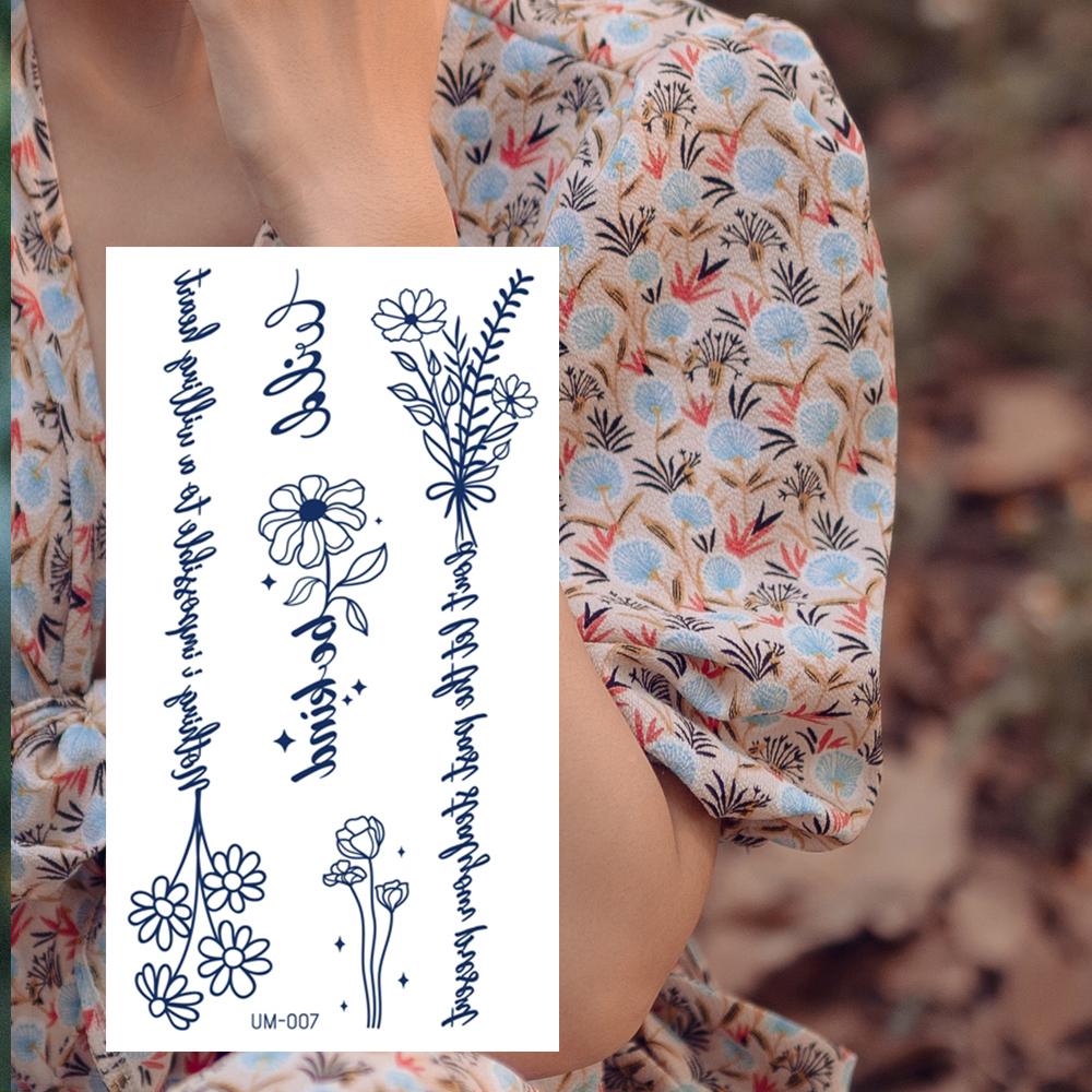 1 лист, полупостоянные реалистичные водонепроницаемые и съемные татуировки в виде трав, женские татуировки на спине, долговечные