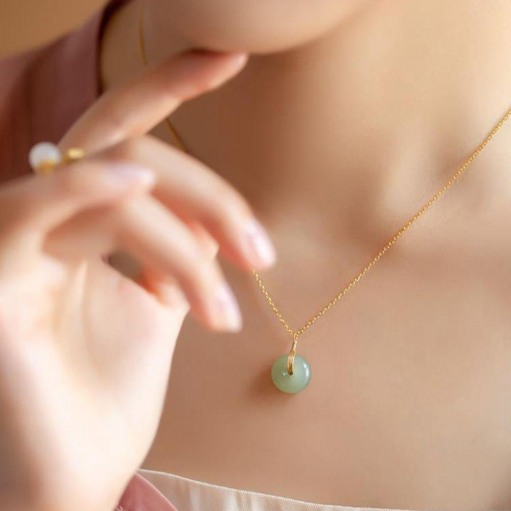 Bead Longevity Lock Necklace Korean Style Jewelry Female Necklace Clavicle Chain