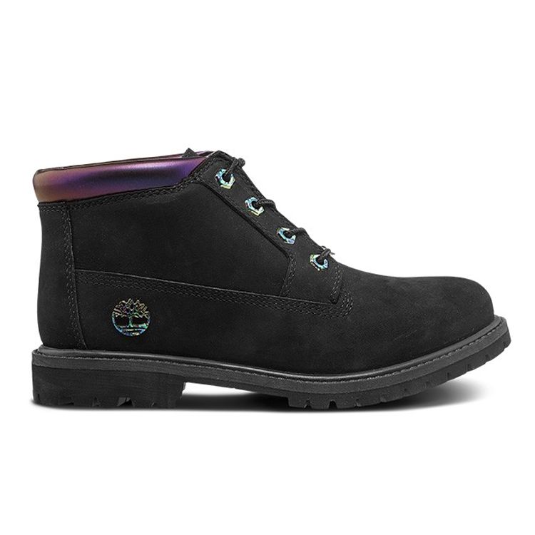 Timberland Женские непромокаемые ботинки-чукка Nellie 6 дюймов, переливающиеся, черная нубуковая кожа A24KH