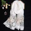 Luxury Silk Shawl Scarf for Women Design Embroidery Flowers Hijab Wraps Bufandas Female Headkerchief Fouloud Echarpe