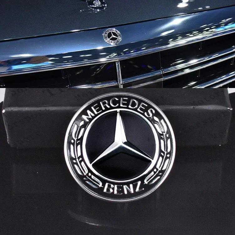 UBLNQ1 C200 E200 For Mercedes Benz 38mm 42mm ABS Car Hood Sticker Car Front Grilled Cover Emblem Accessory for Mercedes Benz W203 W204