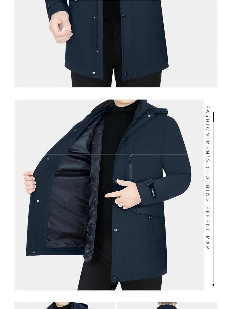 Мужская зимняя куртка Pierre Cardin средней длины с гусиным пухом и съемной подкладкой - Утепленная, теплая верхняя одежда.